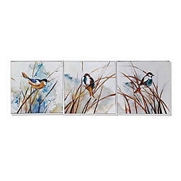 StyleCraft Merle Feathered Trio 20-Inch Square Hand-Painted Canvas Wall Art (Set of 3)