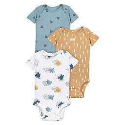 Lamaze® Newborn 3-Pack Turtles Organic Cotton Short Sleeve Bodysuits in White/Blue/Yellow