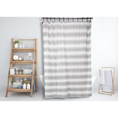 Bee &amp; Willow&trade; Horizontal Stripe X-Long Shower Curtain in Coconut Milk/Grey