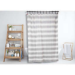 Bee & Willow™ Horizontal Stripe X-Long Shower Curtain in Coconut Milk/Grey