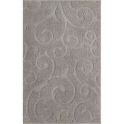 Unique Loom Carved Floral Power-Loomed Rug in Grey