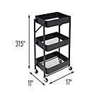Alternate image 2 for Honey-Can-Do&reg; 3-Tier Metal Storage Folding Cart with Wheels in Black