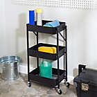 Alternate image 1 for Honey-Can-Do&reg; 3-Tier Metal Storage Folding Cart with Wheels in Black