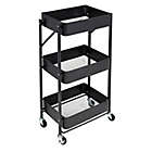 Alternate image 14 for Honey-Can-Do&reg; 3-Tier Metal Storage Folding Cart with Wheels in Black