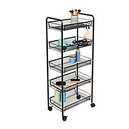 Honey-Can-Do® 5-Tier Rolling Storage Cart on Wheels in Black