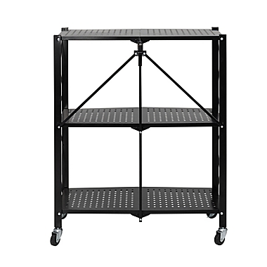Honey-Can-Do&reg; Collapsible Metal Storage Shelf on Wheels in Black. View a larger version of this product image.