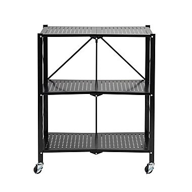 Honey-Can-Do&reg; Collapsible Metal Storage Shelf on Wheels in Black. View a larger version of this product image.