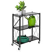 Honey-Can-Do&reg; Collapsible Metal Storage Shelf on Wheels in Black