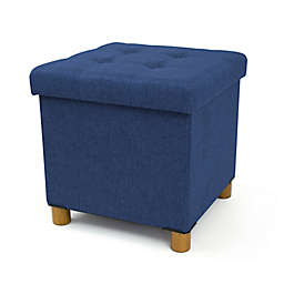 Humble Crew® Collapsible Storage Ottoman Footstool with Tray in Navy