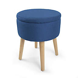 Humble Crew® Madison Round Storage Ottoman with Tray in Navy
