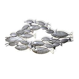 StyleCraft Amaia School of Fish 47-Inch x 23-Inch Metal Wall Sculpture in Silver