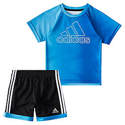 adidas® Size 3M 2-Piece Printed Logo T-Shirt and Short Set in Blue