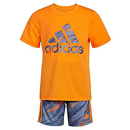 adidas® 2-Piece Tiger Camo Tee and Short Set in Orange/Grey