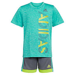adidas® 2-Piece Winner Short and T-Shirt Set in Mint/Yellow