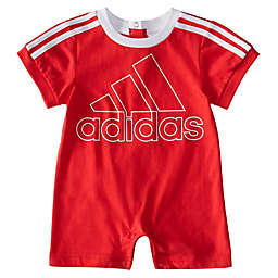 adidas® Size 3M 3-Stripe Shortie Romper in Red