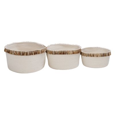 Honey-Can-Do&reg; Nesting Rope Storage Baskets with Fringe in White (Set of 3)
