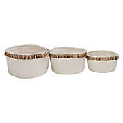 Honey-Can-Do&reg; Nesting Fabric?Baskets with Fringe in White (Set of 3)