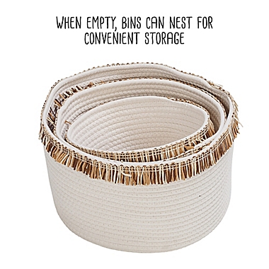Honey-Can-Do&reg; Nesting Rope Storage Baskets with Fringe in White (Set of 3). View a larger version of this product image.