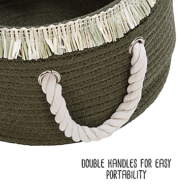 Honey-Can-Do&reg; Nesting Rope Storage Baskets with Fringe in Olive (Set of 3). View a larger version of this product image.