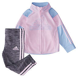 adidas® 2-Piece Tricot Jacket and Tight Set in Pink/Multi