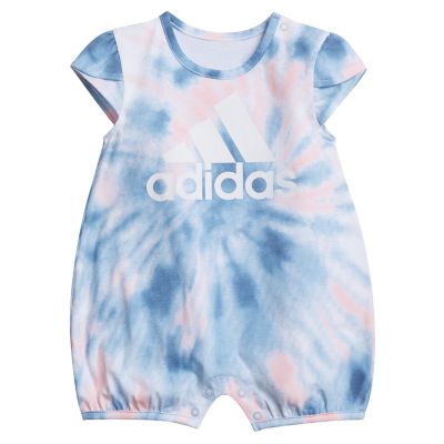 adidas&reg; Tie-Dye Shortie Romper in Blue/Pink