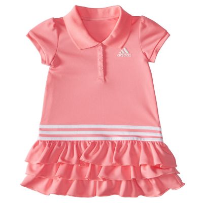 adidas&reg; Short Sleeve Polo Pleated Dress in Pink