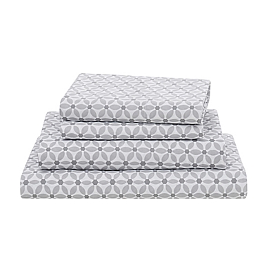 Simply Essential&trade; Truly Soft&trade; Microfiber Queen Sheet Set in Microchip Print. View a larger version of this product image.