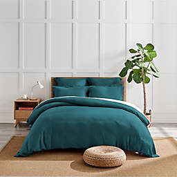 Levtex Home Washed Linen Queen Duvet Cover in Teal Blue