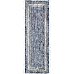 Unique Loom Soft Border 2' x 6' Powerloomed Indoor/Outdoor Runner in Blue