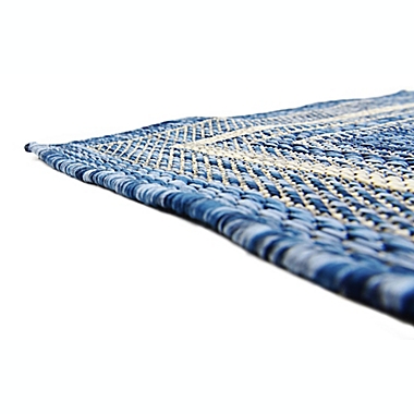 Unique Loom Soft Border 2&#39; x 6&#39; Powerloomed Indoor/Outdoor Runner in Blue. View a larger version of this product image.