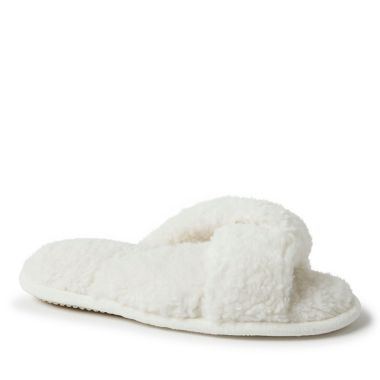 Nestwell&trade; Women's Medium Cozy Teddy Sherpa Twisted Vamp Slippers in Egret. View a larger version of this product image.