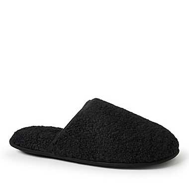 Nestwell&trade; Men&#39;s X-Large Cozy Teddy Sherpa Scuff Slippers in Black. View a larger version of this product image.