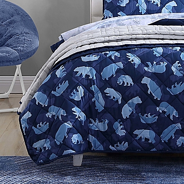 Eddie Bauer&reg; Kids Camp Camo 2-Piece Reversible Twin Quilt Set in Navy. View a larger version of this product image.
