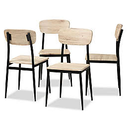 Baxton Studio Helga Dining Chairs in Light Brown (Set of 4)