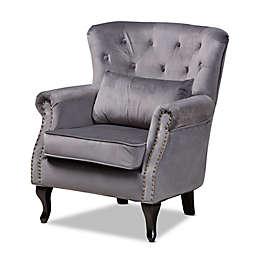 Baxton Studio Scarlett Velvet Armchair in Grey