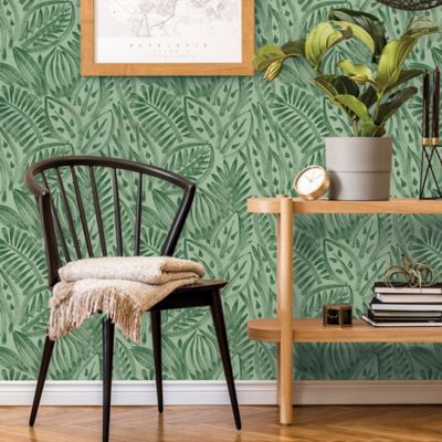 Tempaper&reg; Canvas Palm Peel and Stick Wallpaper in Green