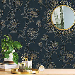 Tempaper® Peonies Removable Peel and Stick Wallpaper in Blue