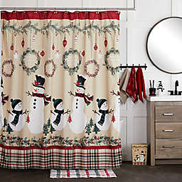 SKL Home 72-Inch x 70-Inch Rustic Plaid Snowman Shower Curtain