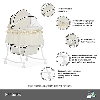 Dream on Me Lacy Portable 2-in-1 Bassinet/Cradle in Green/White. View a larger version of this product image.