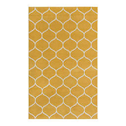 Unique Loom Rounded Trellis Frieze 4' x 6' Powerloomed Area Rug in Yellow