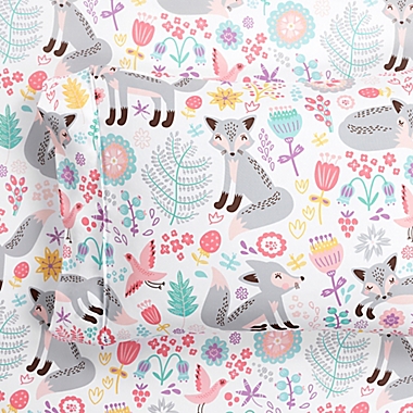 Lush D&eacute;cor Pixie Fox Twin Sheet Set in Grey/Pink. View a larger version of this product image.