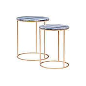 Union Street 2-Piece Chettes Nesting Accent Table Set in Grey/Gold
