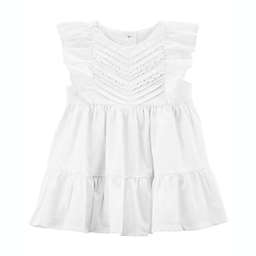 OshKosh B'gosh® Size 12M Flutter Sleeve Lacy Dress in White