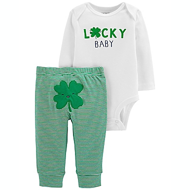 carter&#39;s&reg; Size 3M 2-Piece St. Patrick&#39;s Day Bodysuit and Pant Set in Green. View a larger version of this product image.