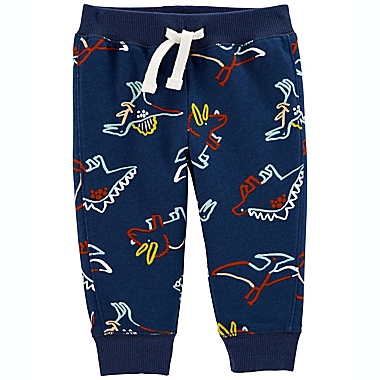 carter&#39;s&reg; Size 3M Dino Pull-On French Terry Pants in Navy. View a larger version of this product image.