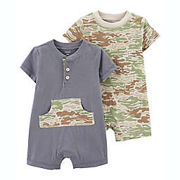 carter&#39;s&reg; Size 9M 2-Pack Camo Cotton Rompers