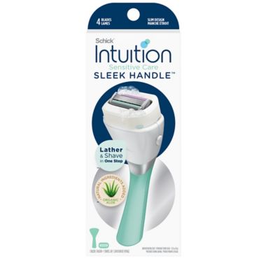Schick&reg; Intuition Sensitive Care Sleek Handle&trade; 4-Blade Razor and Refill Cartridge. View a larger version of this product image.