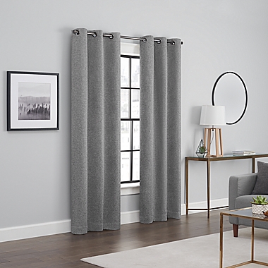 Brookstone&trade; Debray 84-Inch Grommet 100% Blackout Curtain Panels in Nickel (Set of 2). View a larger version of this product image.