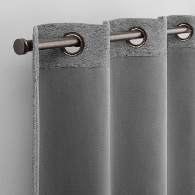 Brookstone&trade; Debray 84-Inch Grommet 100% Blackout Curtain Panels in Nickel (Set of 2). View a larger version of this product image.