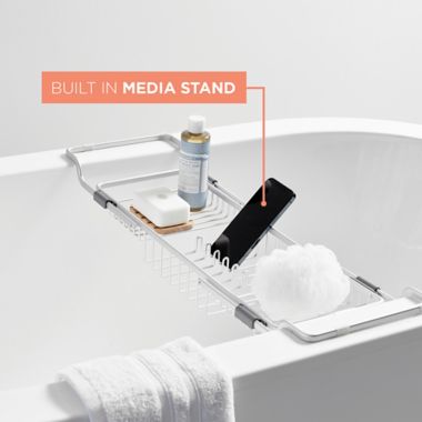 Squared Away&trade; NeverRust&reg; Aluminum Bathtub Caddy in Satin Chrome. View a larger version of this product image.